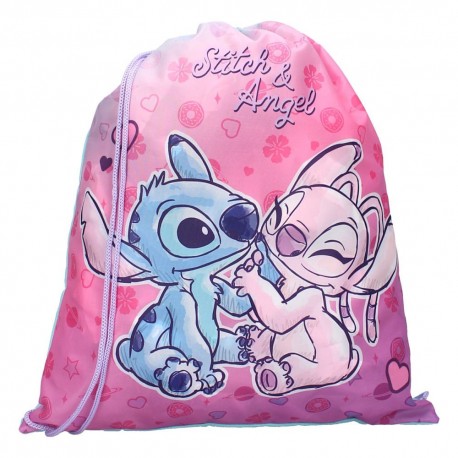 Bolsa de esporte rosa e azul com Stitch e Angel