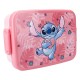 Lancheira rosa do Stitch com design tropical
