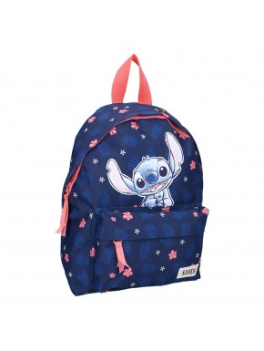 Mochila azul Lilo & Stitch de 31 cm com estampa floral