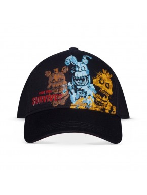 Gorra negra Five Nights at Freddy's con personajes y texto