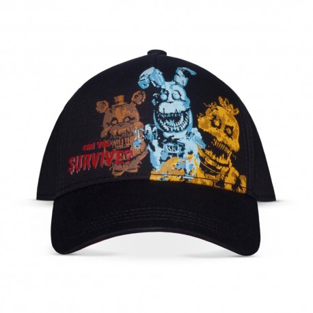 Gorra negra Five Nights at Freddy's con personajes y texto