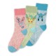 chaussettes Pokémon Évolution d'Evoli en rose, bleu et vert