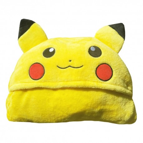 Plaid jaune de Pikachu avec capuche et oreilles