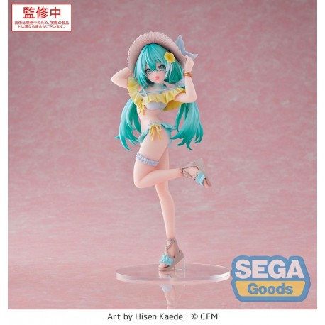 Estátua PVC de 21 cm da Hatsune Miku com chapéu de verão