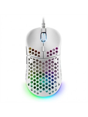 Mouse branco Mars Gaming MM55W com design Hive e RGB