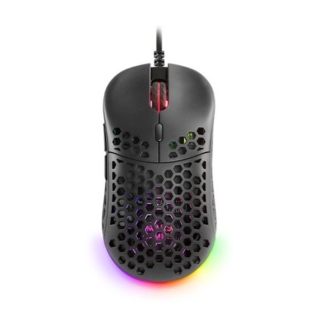 Mouse Mars Gaming MM55 preto com design Hive e RGB