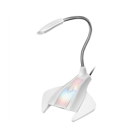 Microphone blanc Mars Gaming avec RGB et bras flexible