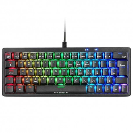 Teclado Mars Gaming MKMINIPROBES preto com iluminação RGB