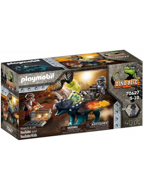 Ensemble Tricératops Playmobil Dino Rise avec canon à filet
