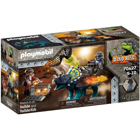 Ensemble Tricératops Playmobil Dino Rise avec canon à filet