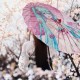 Parasol de papel Hatsune Miku con diseño rosa y bambú