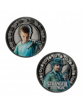 Moneda coleccionable Stranger Things con Eleven y Hopper