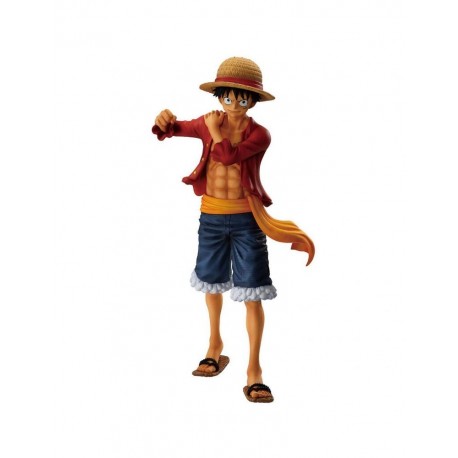 Figura de Luffy de One Piece com chapéu de palha e traje clássico