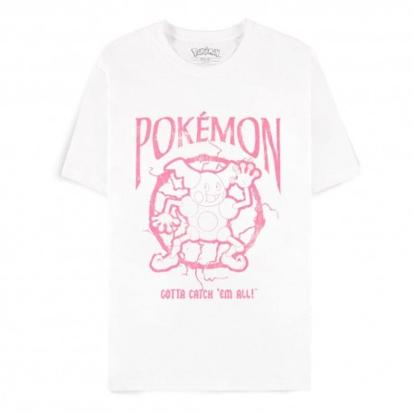 T-shirt blanc Pokémon Mr. Mime avec design rose