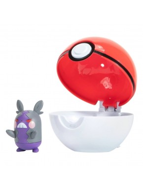 Pokéball roja y blanca con figura de Morpeko