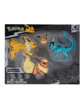 Set de figuras Pokémon Eevee y evoluciones Flareon, Jolteon, Vaporeon