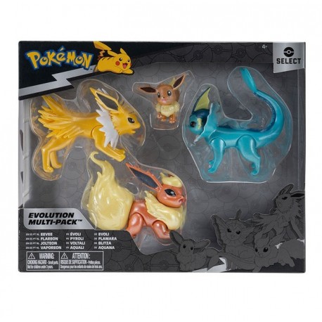 Set de figuras Pokémon Eevee y evoluciones Flareon, Jolteon, Vaporeon