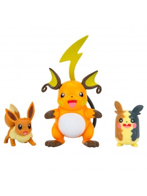 Pack de figuras Pokémon Raichu, Morpeko y Eevee