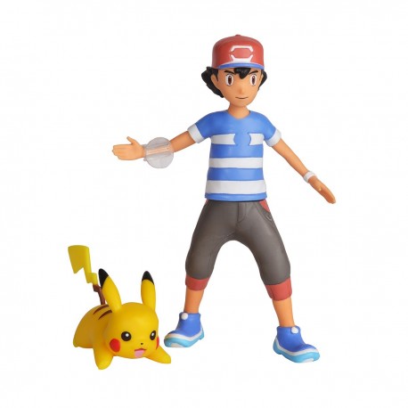 Figura de Ash y Pikachu de Pokémon con mecanismo articulado