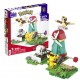 Set de construcción Pokémon con molino y figuras de Pikachu, Pidgey y Wooloo