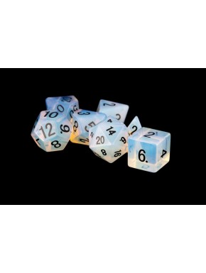 Pack de 7 dados Opalite translúcidos para juegos de rol