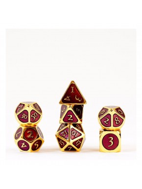 FanRoll dados dorados con esmalte púrpura para juegos de rol