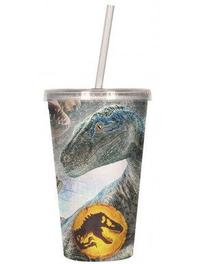 Copo 3D Jurassic World com canudo de plástico