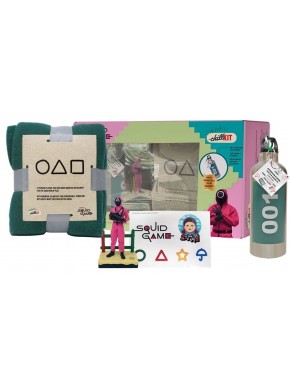 Pack de regalo Squid Game con figura, botella, manta y pegatinas