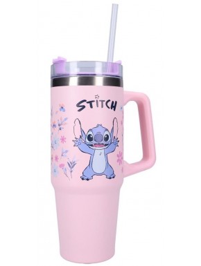 Botella rosa de Lilo & Stitch con diseño floral de 900 ml