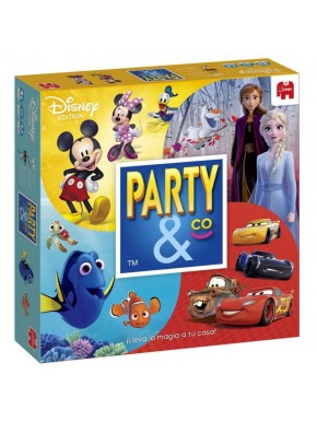 Caja y componentes del juego de mesa Party & Co Disney