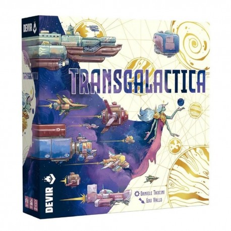 Caixa do jogo de tabuleiro Transgalactica da Devir