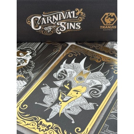 Caja y cartas del juego de mesa Carnival of Sins