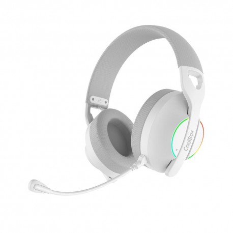 Auriculares Coolbox WB01 blancos con luces RGB y micrófono