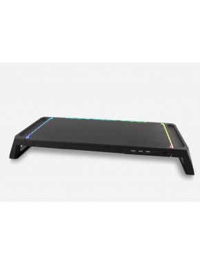 Elevador de monitor negro con RGB y hub USB