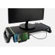 Elevador de monitor negro con RGB y hub USB