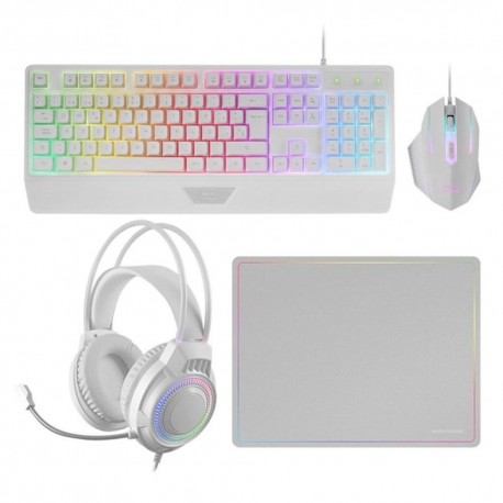 Kit blanco Mars Gaming MCP124PROWES con teclado, ratón, auriculares y alfombrilla