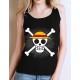 Sleeveless t-shirt girl One Piece Skull with Map