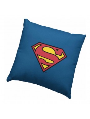 Cojín cuadrado azul con logo de Superman