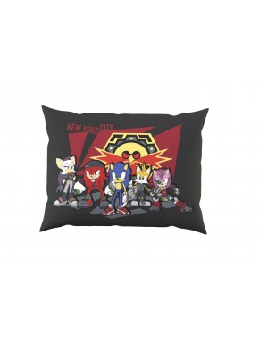 Coussin Sonic Prime 35 cm avec personnages sur fond noir