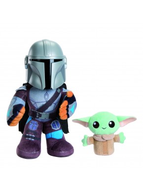 Peluche de Star Wars con Mando y Grogu de Mattel