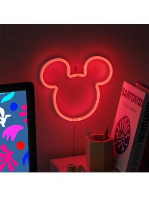 Luz de néon LED formato cabeça do Mickey Mouse na parede