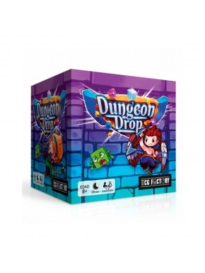 Caja y componentes del juego de mesa Dungeon Drop