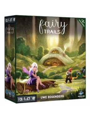 Caja del juego de cartas Fairy Trails con ilustración de hada y gnomo