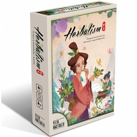 Caja del juego de mesa Herbalism con ilustraciones