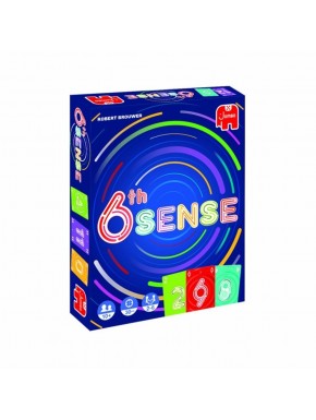 Caja y cartas del juego de mesa 6th Sense en colores vibrantes.