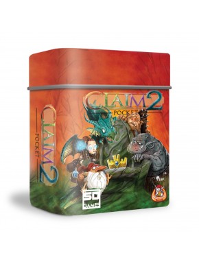 Boîte du jeu de société Claim Pocket 2 avec des personnages fantastiques