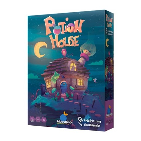 Caixa do jogo de tabuleiro Potion House com ilustração noturna
