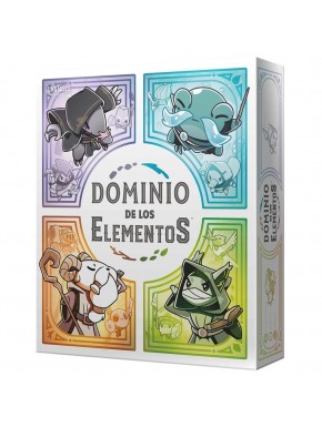 Caixa do jogo Domínio dos Elementos com ilustrações coloridas