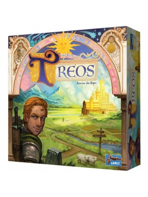 Caixa do jogo de tabuleiro Treos com design fantástico