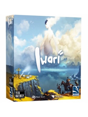 Caixa e componentes do jogo de tabuleiro Iwari